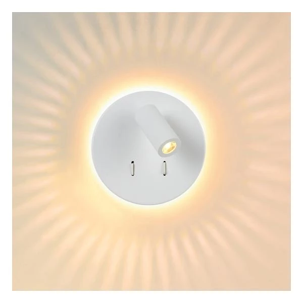 Lucide BENTJER - Bedside lamp / Wall light - Ø 14 cm - LED - 3000K - White - detail 4